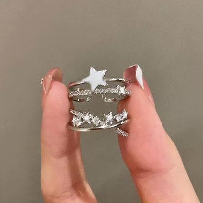 Stylish Double-layer Star Zircon Ring For Women