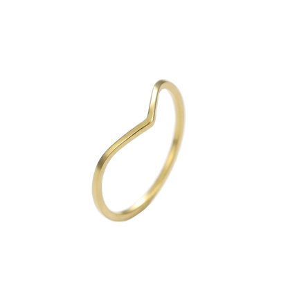 Gold V-Wave Minimalist Ring | Waterproof Stainless Steel Curved Stacking Band
