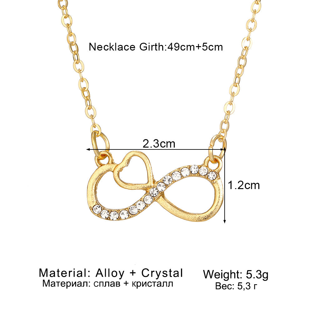 The Eternal Heart – Crystal-Accented Infinity Pendant on O-Link Chain