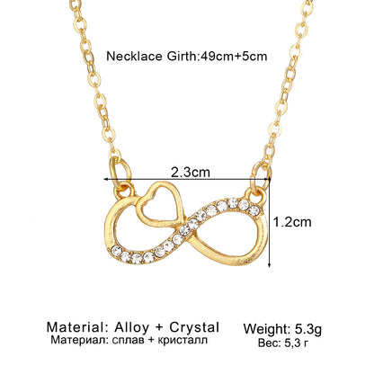 The Eternal Heart – Crystal-Accented Infinity Pendant on O-Link Chain