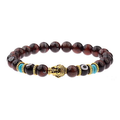 Zen Guardian Buddha Evil Eye Bracelet | Unisex Natural Stone Beaded Stretch Bracelet