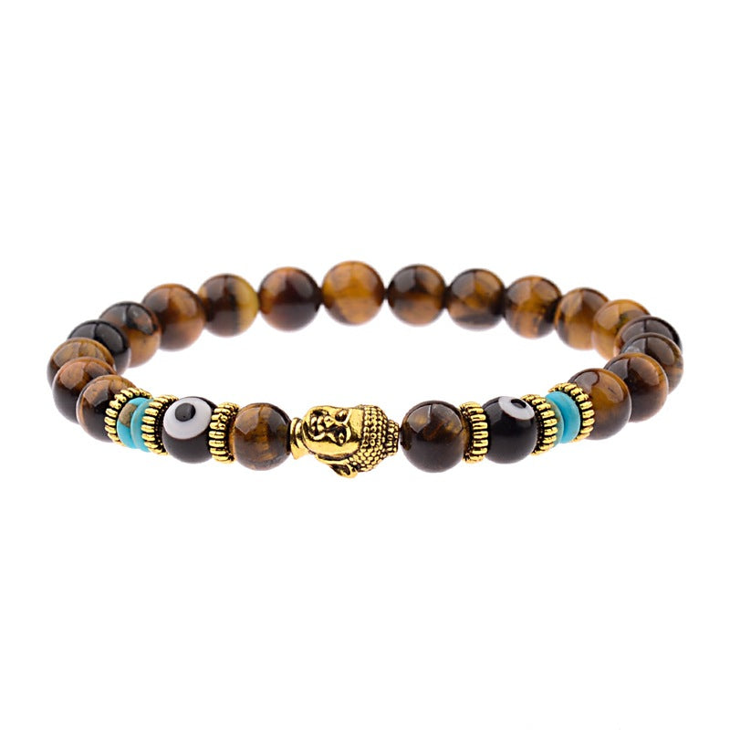 Zen Guardian Buddha Evil Eye Bracelet | Unisex Natural Stone Beaded Stretch Bracelet