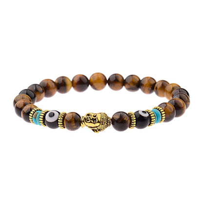 Zen Guardian Buddha Evil Eye Bracelet | Unisex Natural Stone Beaded Stretch Bracelet