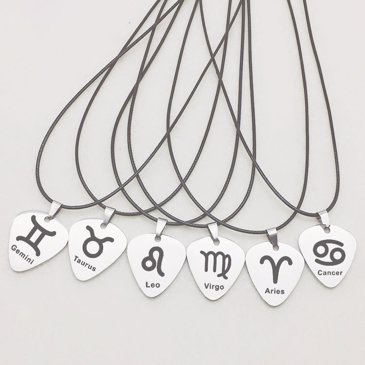 Zodiac Pick Leather 90s Cord Necklace
