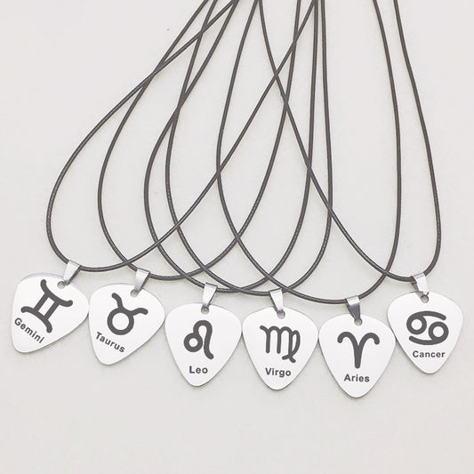 Zodiac Pick Leather 90s Cord Necklace