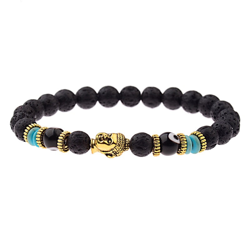 Zen Guardian Buddha Evil Eye Bracelet | Unisex Natural Stone Beaded Stretch Bracelet