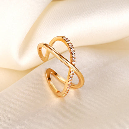 Champagne Gold Color Ring Minimalist Cool Sophisticated Design-focused European And American-style Geometric Jewelry