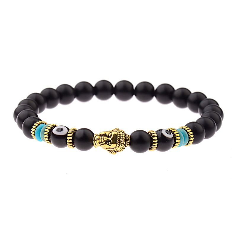 Zen Guardian Buddha Evil Eye Bracelet | Unisex Natural Stone Beaded Stretch Bracelet