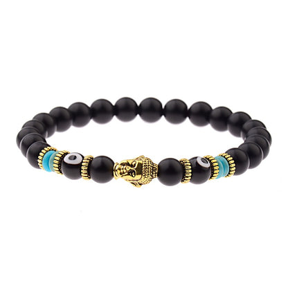 Zen Guardian Buddha Evil Eye Bracelet | Unisex Natural Stone Beaded Stretch Bracelet