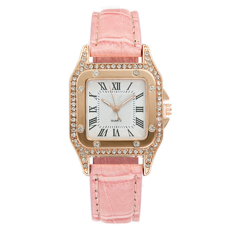 Square Watch Rhinestone Women's Suit Watch Box