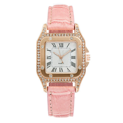 Square Watch Rhinestone Women's Suit Watch Box