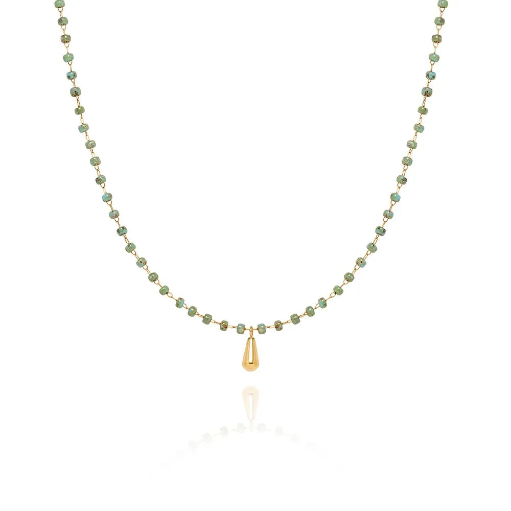 Dopamine Titanium Steel Natural Stone Necklace