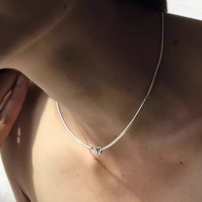 The Unity Knot Choker – Sleek Geometric Snake Chain in Polished Silver