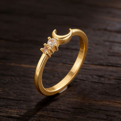 Trendy Zircon Star And Moon Ring - Minimalist Rings for Women