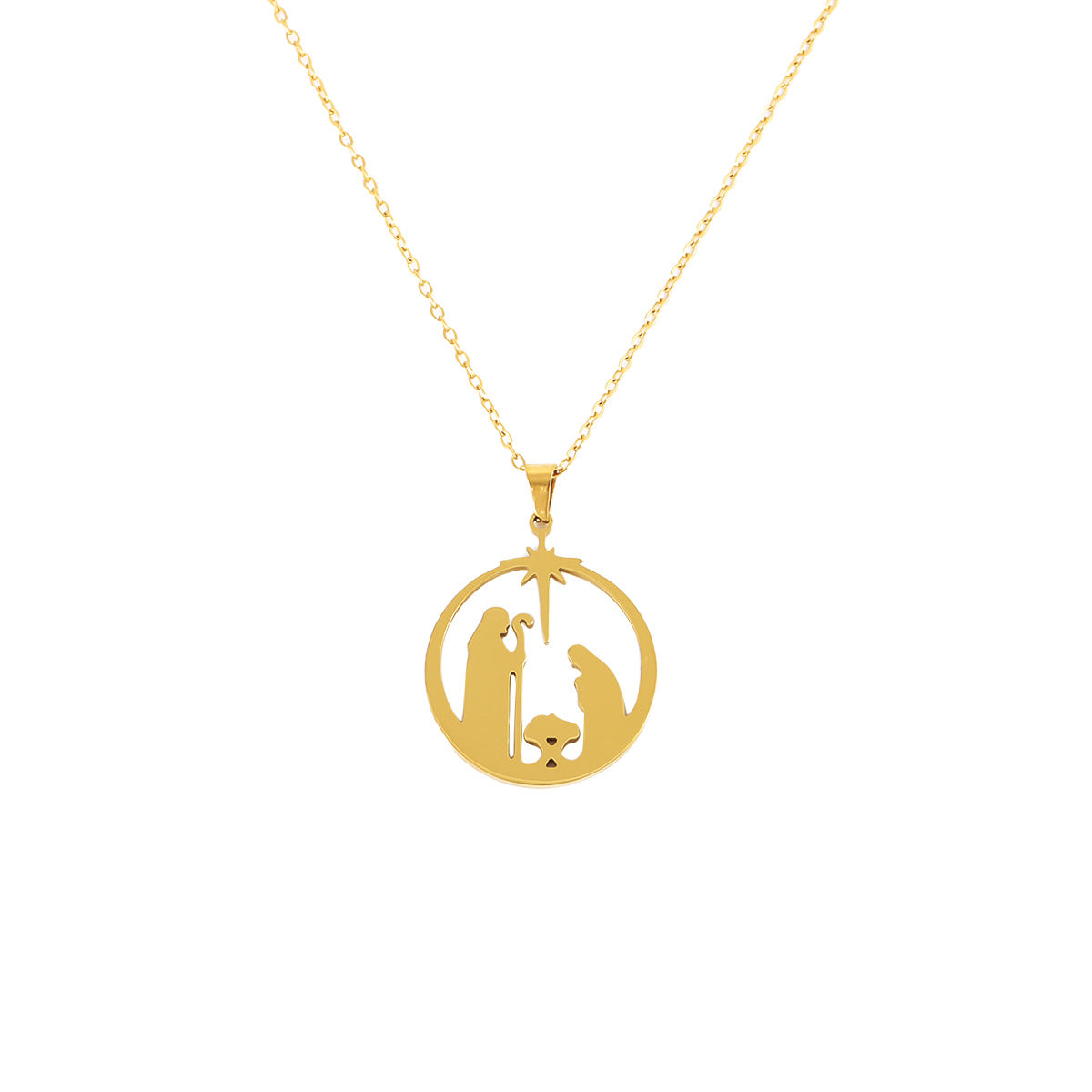 The Bethlehem Star – Polished Nativity Silhouette Pendant in Gold & Silver