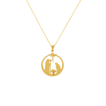 The Bethlehem Star – Polished Nativity Silhouette Pendant in Gold & Silver