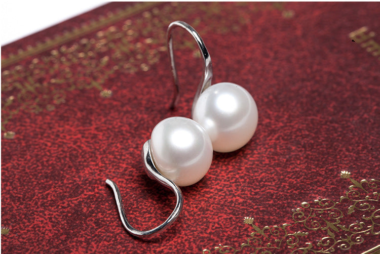 Classic Lustrous Pearl Drop Earrings | Minimalist Silver-Tone French Hook Bridal Earrings