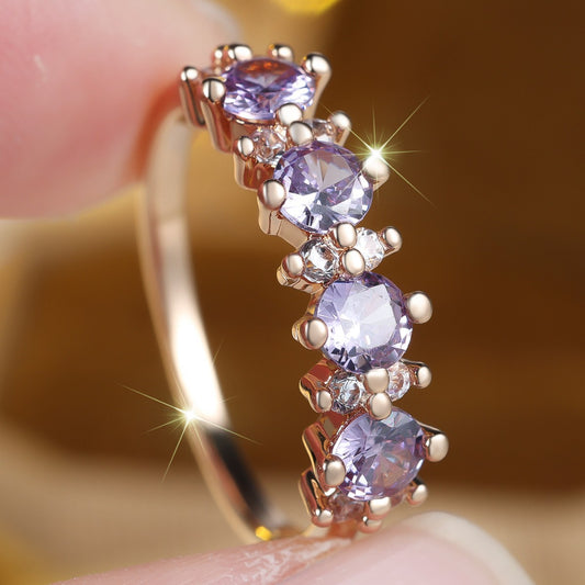 French-style Ring Purple Diamond-edged