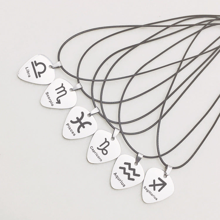Zodiac Pick Leather 90s Cord Necklace