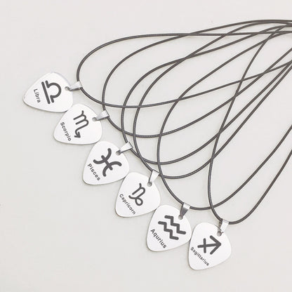 Zodiac Pick Leather 90s Cord Necklace