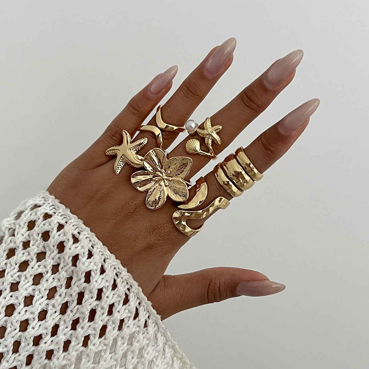 Liquid metal Rings 1 x 6pcs Open-End Ring
