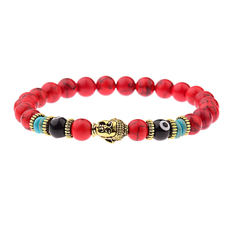 Zen Guardian Buddha Evil Eye Bracelet | Unisex Natural Stone Beaded Stretch Bracelet