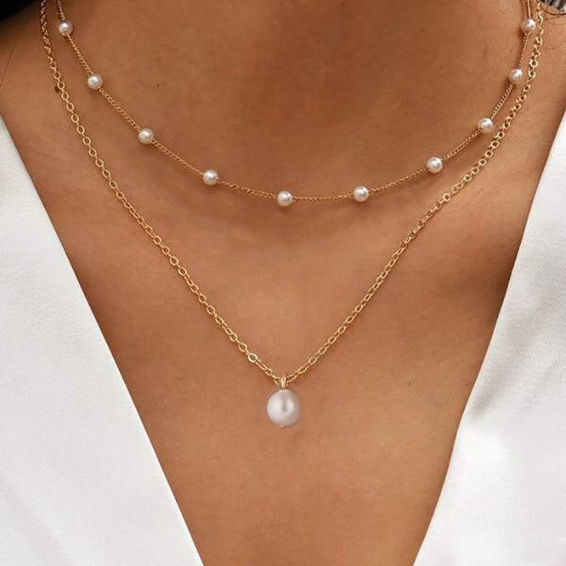 Women Retro Alloy Layered Clavicle Necklace