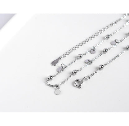 The Celestial Link Choker – Shimmering Silver Disc & Bead Droplet Necklace