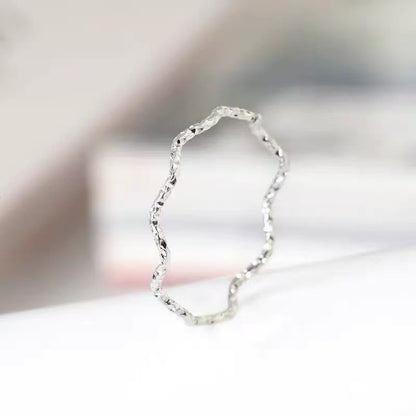 Hammered Wave Eternity Ring | Waterproof Titanium Steel Organic Stacking Band