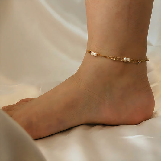 Women Anklet Double-Layer Creative Beaded