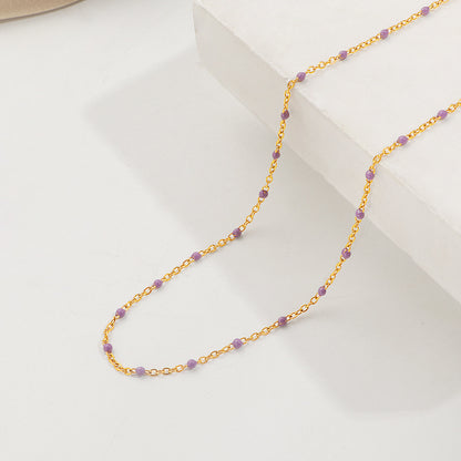 Dopamine-drip Glaze Colorful Bead Titanium Steel Necklace
