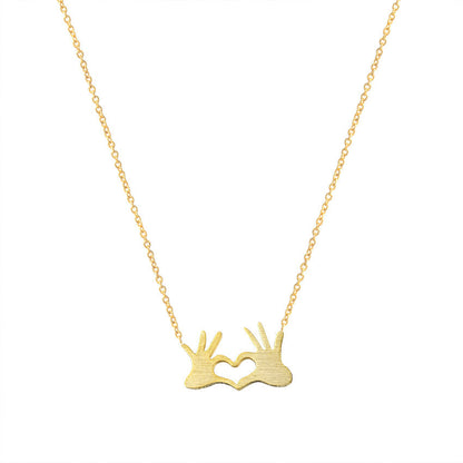 Hand Heart Gesture Pendant Necklace | Minimalist K-Pop Style