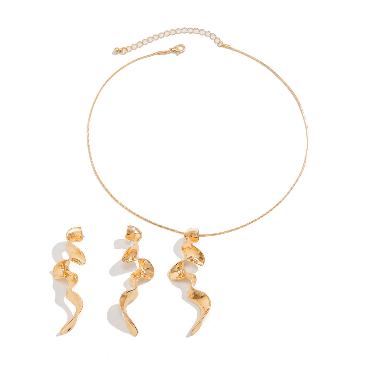 Liquid Metal Cold Wind Geometric Design Necklace Earrings