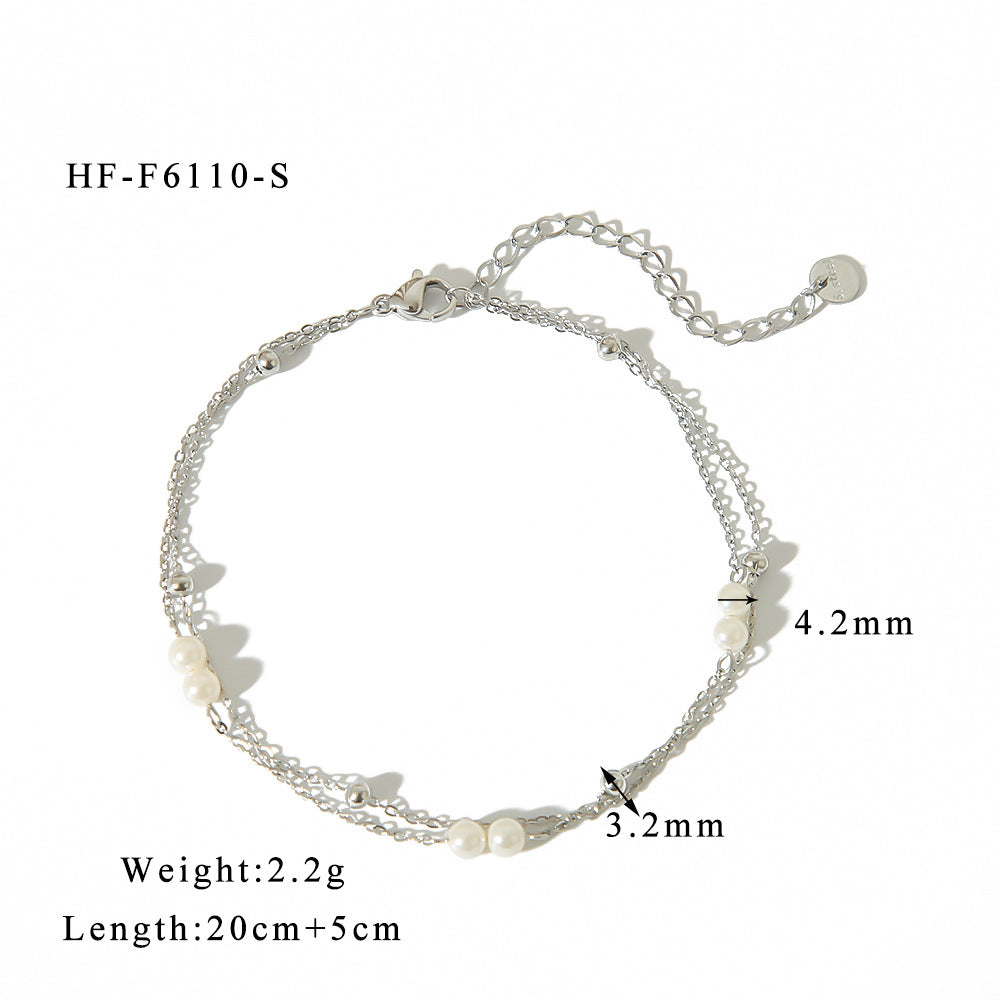 Women Anklet Double-Layer Creative Beaded