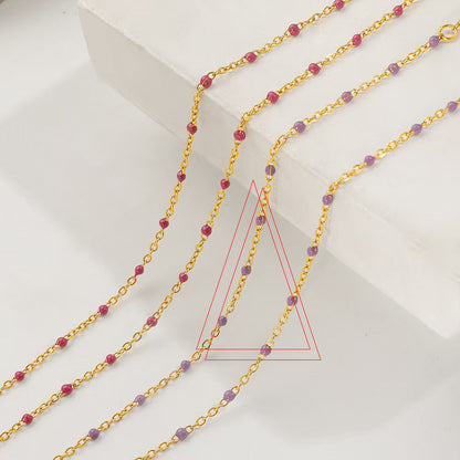 Dopamine-drip Glaze Colorful Bead Titanium Steel Necklace