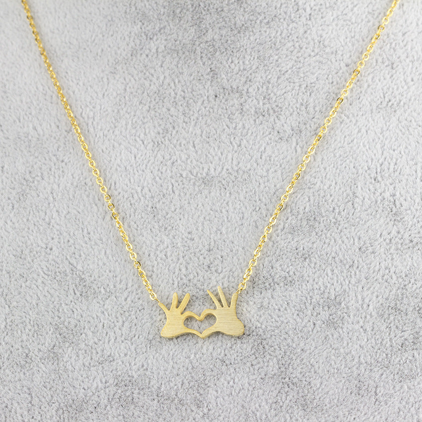 Hand Heart Gesture Pendant Necklace | Minimalist K-Pop Style