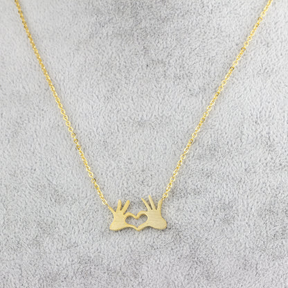 Hand Heart Gesture Pendant Necklace | Minimalist K-Pop Style