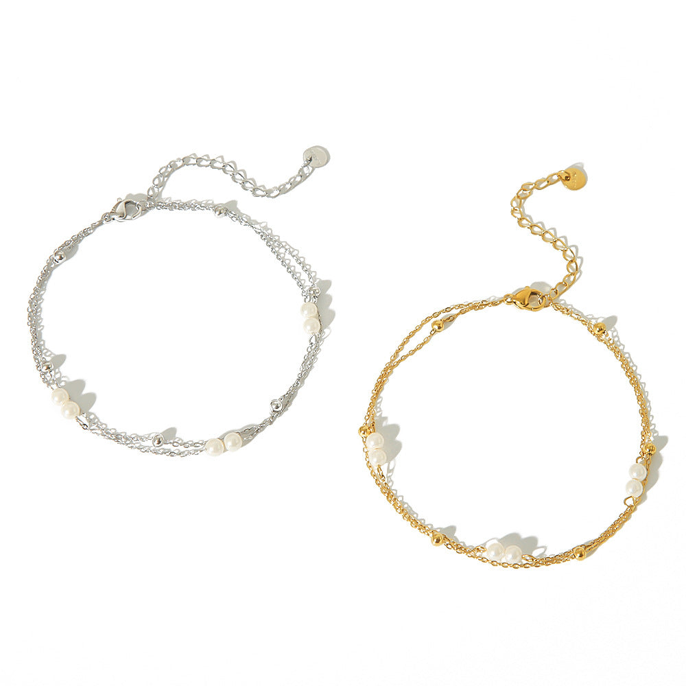 Women Anklet Double-Layer Creative Beaded