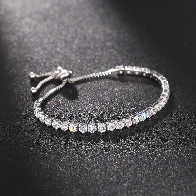 Sparkling Cubic Zirconia Tennis Bracelet | Adjustable Copper Bolo Bracelet