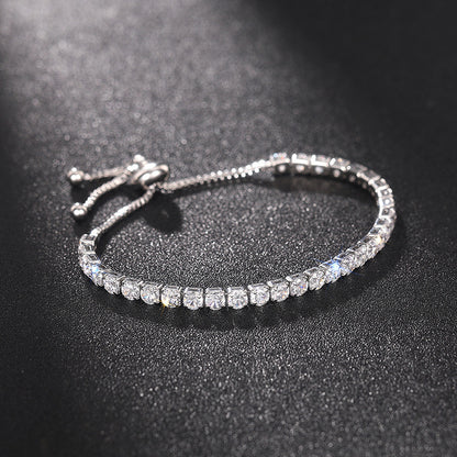 Sparkling Cubic Zirconia Tennis Bracelet | Adjustable Copper Bolo Bracelet