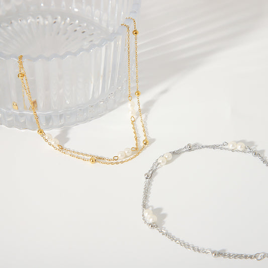 Women Anklet Double-Layer Creative Beaded