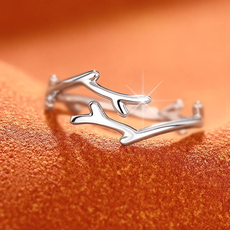 Ethereal Willow Twig Open Ring | Minimalist Forest Aesthetic Jewelry