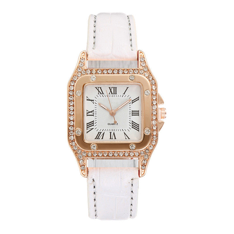 Square Watch Rhinestone Women's Suit Watch Box