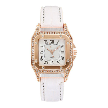 Square Watch Rhinestone Women's Suit Watch Box