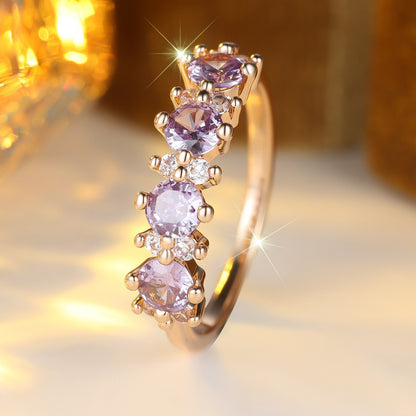 French-style Ring Purple Diamond-edged