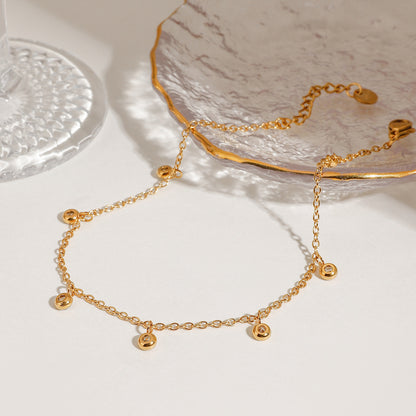 Stainless Steel All-match Zircon Anklet