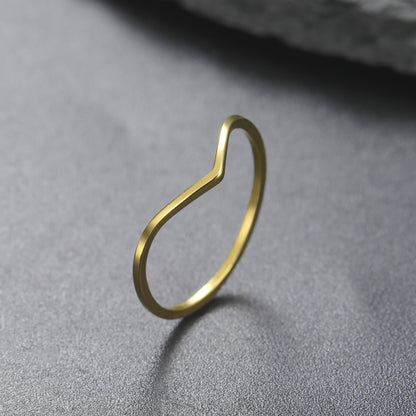 Gold V-Wave Minimalist Ring | Waterproof Stainless Steel Curved Stacking Band