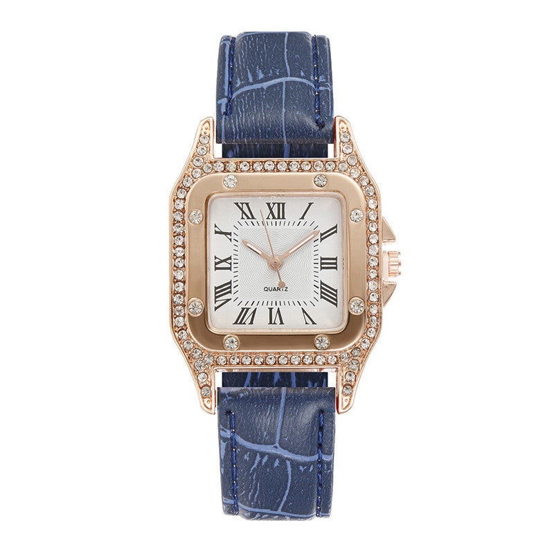 Square Watch Rhinestone Women's Suit Watch Box