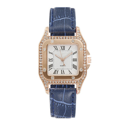 Square Watch Rhinestone Women's Suit Watch Box