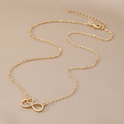 The Eternal Heart – Crystal-Accented Infinity Pendant on O-Link Chain